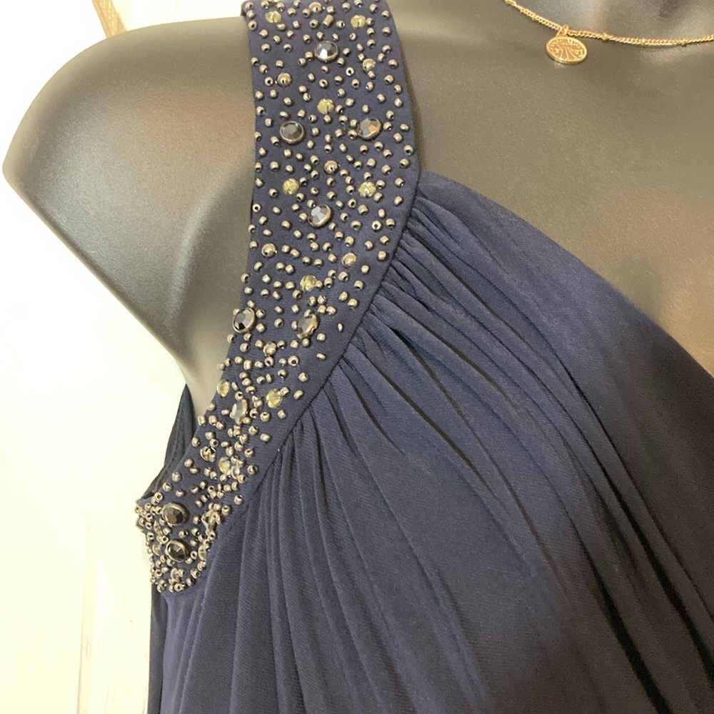 NWT Cachet Navy One Shoulder Gown Size 16 - Picture 3 of 10